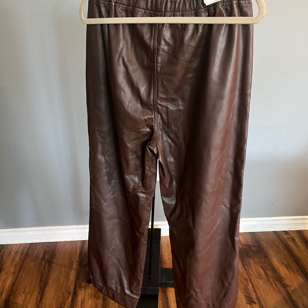 Woman’s Brown Leather Joggers - Picture 2 of 4